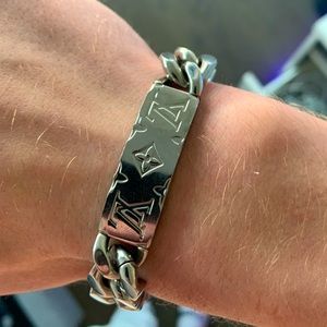 Louis Vuitton Silver Chain Monogram Bracelet